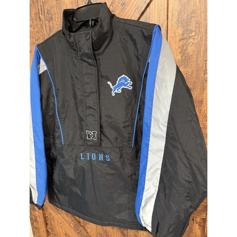 Detroit Lions Women’s Medium STARTER Black Half-Zip Jacket - New - Picture 4 of 12